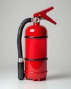 A red fire extinguisher on white isolated background. 3D illustration Royalty Free Stock Photo