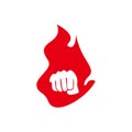 Red fire fist silhouette design vector illustration
