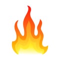Red fire flat icon isolated on white background for danger concept or logo design. Flame and red fire icon. Royalty Free Stock Photo