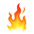 Red fire flat icon isolated on white background for danger concept or logo design. Flame and red fire icon. Royalty Free Stock Photo