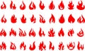 Red fire flat icons Royalty Free Stock Photo