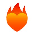 Fire heart icon illustration on white background - stock Royalty Free Stock Photo