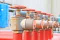 Red fire hose valve Royalty Free Stock Photo