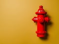 Red Fire Hydrant Against Yellow Background Royalty Free Stock Photo