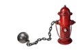 Red Fire Hydrant and ball and chain