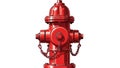 Red Fire Hydrant with Chains on White Background Royalty Free Stock Photo
