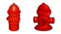 Red fire hydrant. Fire hydrant flat vector icon set. Set of 3 vector icons. Royalty Free Stock Photo