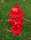 A red fire hydrant on the green grass Royalty Free Stock Photo