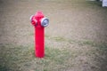 Red fire hydrant on a green lawn Royalty Free Stock Photo