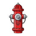 Red Fire Hydrant Illustration with Metal Accents Royalty Free Stock Photo