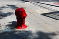 A red fire hydrant installed on footpath in Bangkok Royalty Free Stock Photo
