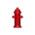 Red fire hydrant realistic 3d vector model, isolated object on white background, fire extinguishing device Royalty Free Stock Photo
