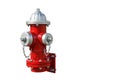 Red fire hydrant with silver cap and chains Royalty Free Stock Photo