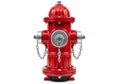 Red Fire Hydrant with Silver Caps and Chains water Royalty Free Stock Photo