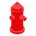 Red fire hydrant standing guard in isometric view Royalty Free Stock Photo