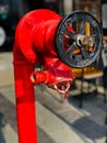 Red fire hydrant water pipe. Royalty Free Stock Photo