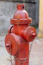 Red fire hydrant water pipe near the road Royalty Free Stock Photo