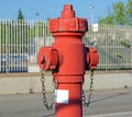 Red fire hydrant water pipe near the road. for emergency access Royalty Free Stock Photo