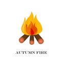 Red Fire icon isolated on background. Modern simple, flat blazing flame sign. Vector Illustration. Royalty Free Stock Photo