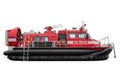 Red fire rescue boat with equipment and ladders ready for emergency response Royalty Free Stock Photo