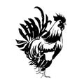 Red Fire Rooster, Chinese New Year 2017 Symbol. Hand drawn by Ink. Vector illustration Royalty Free Stock Photo