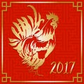 Red Fire Rooster, Chinese New Year 2017 Symbol. Hand drawn by Ink. Vector illustration Royalty Free Stock Photo