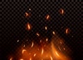 Red Fire sparks vector flying up. Royalty Free Stock Photo