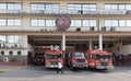 Red fire trucks in front of the ricardo arango fire station in panama city