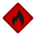 Red fire vector icon. Danger sign