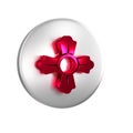 Red Firefighter icon isolated on transparent background. Silver circle button. Royalty Free Stock Photo