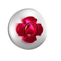 Red Firefighter icon isolated on transparent background. Silver circle button. Royalty Free Stock Photo