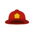 Red fireman helmet icon, flat style