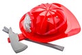Red fireman helmet, isolated on white background