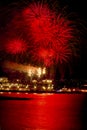 Red Fireworks Vancouver Harbor British Columbia Royalty Free Stock Photo