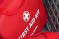 Red First Aid Bags in a Closeup Royalty Free Stock Photo