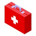 Red first aid kit closed isometric icon Royalty Free Stock Photo