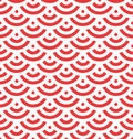 Red fish scale background of concentric circles. Abstract seamless pattern looks like roofing tiles. Vector illustration Royalty Free Stock Photo