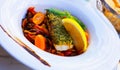 Red fish with stewed vegetables Royalty Free Stock Photo