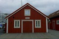 Red fishing huts, Rorbuer, in Svolvaer Norway