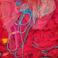 Red fishing nets. Sri Lanka Royalty Free Stock Photo