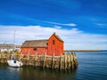 Red fishing shack on pier in Rockport Royalty Free Stock Photo