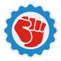 Red fist emblem. Power fight round symbol Royalty Free Stock Photo