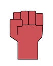 Red fist icon with a black line. Protest concept. Vector illustration Royalty Free Stock Photo