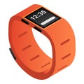 Red fitness tracker icon, isometric style