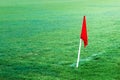 Red flag in football soccer field Royalty Free Stock Photo