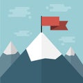 Red flag on mountain top