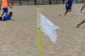 White flag signaling a corner of a beach soccer field Royalty Free Stock Photo