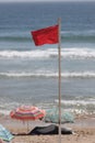 RED FLAG IN A PORTUGUESE BEACH