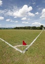 Red flag on a Soccer field Royalty Free Stock Photo