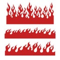 Red flame elements for the endless border Royalty Free Stock Photo